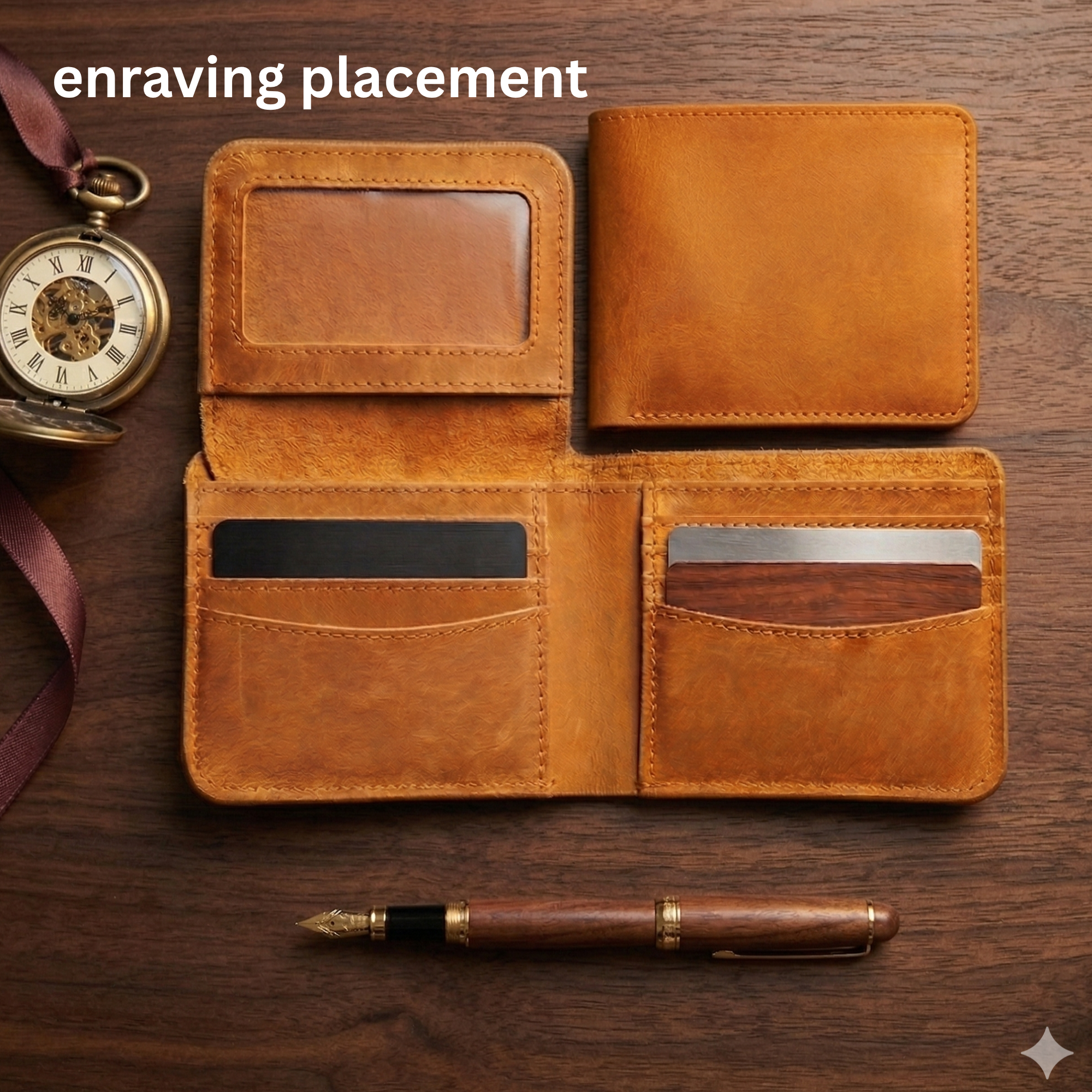 Personalized Handmade Leather Wallet – Custom Engraved Wallet Gift