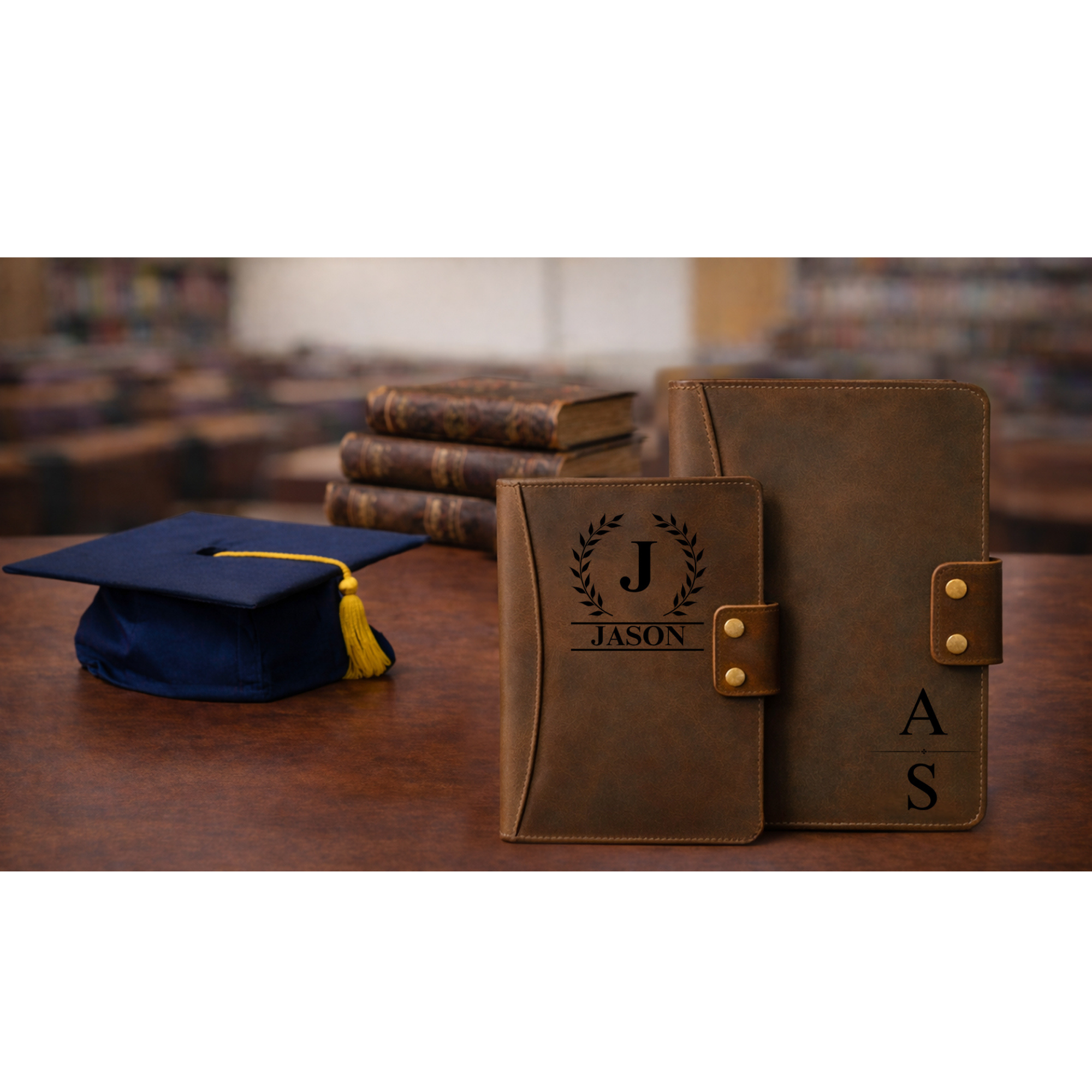 Personalized Leather Portfolio for Men, Women - Custom Business & Organizer A4 A5 Document Binder, Journal for Coworker, Employee, Gift for Him, Her, Students, Graduation, Father’s Day, Office Gifts