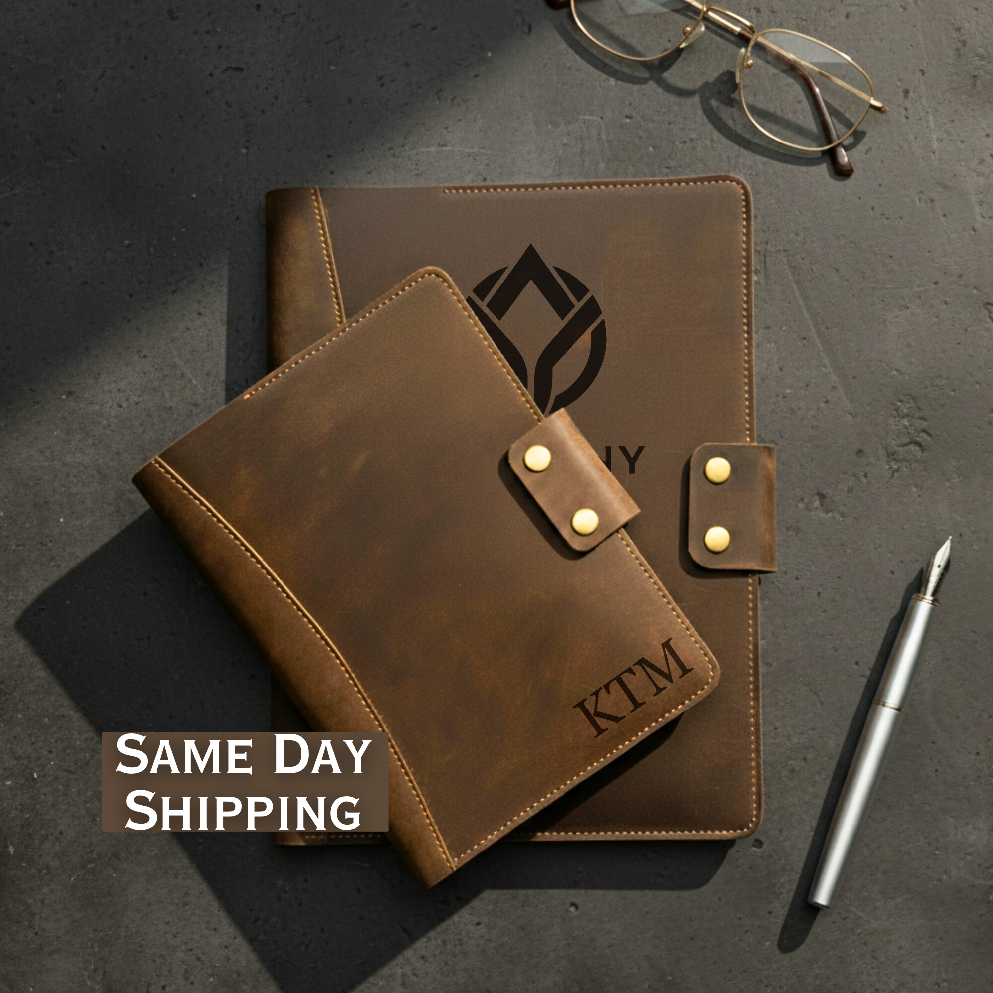 Personalized Leather Portfolio for Men, Women - Custom Business & Organizer A4 A5 Document Binder, Journal for Coworker, Employee, Gift for Him, Her, Students, Graduation, Father’s Day, Office Gifts