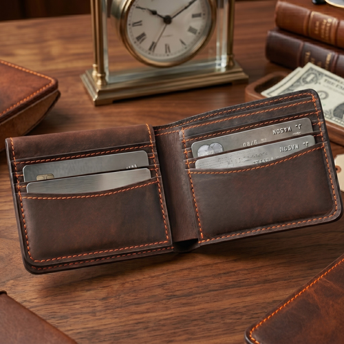 Personalized Handmade Leather Wallet – Custom Engraved Wallet Gift