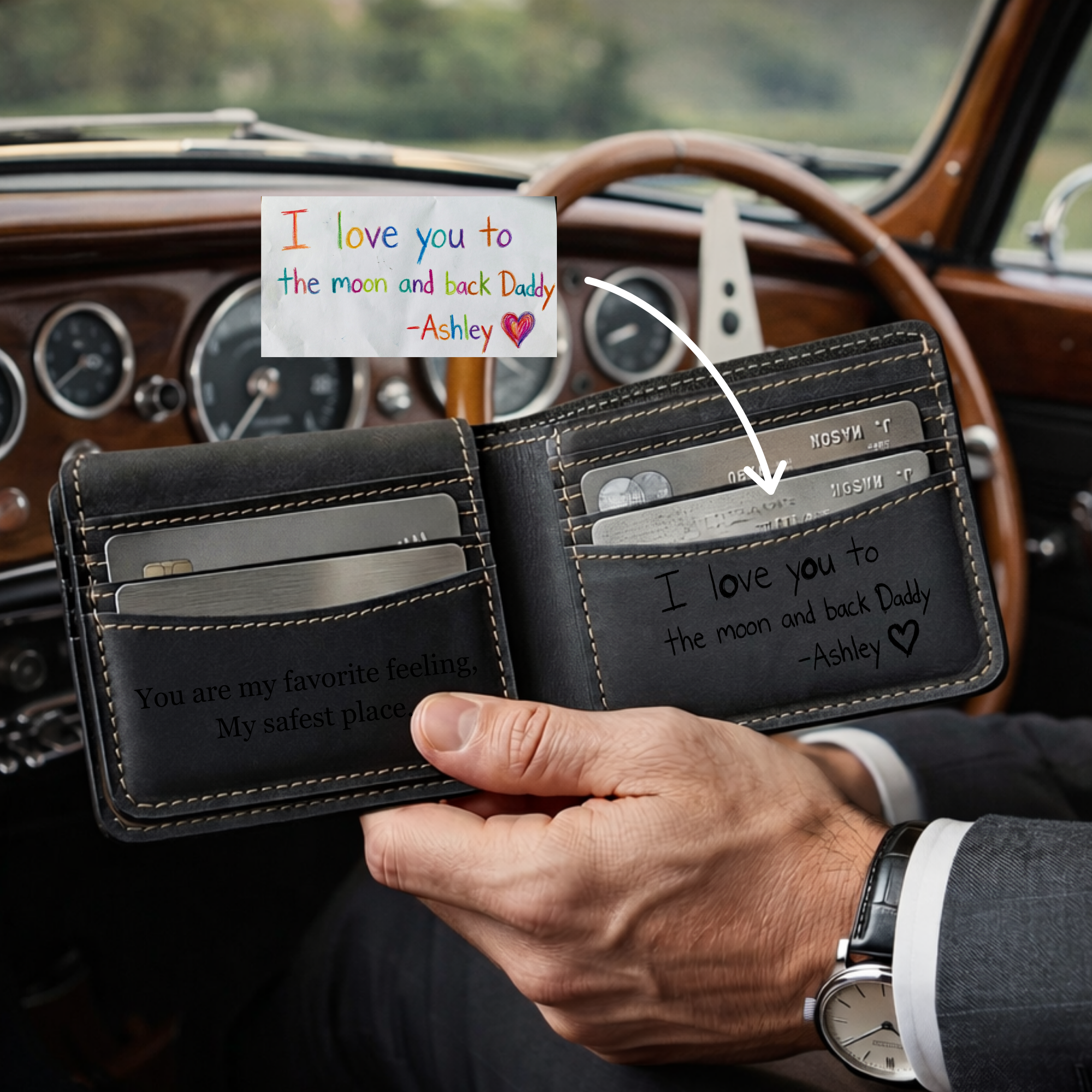 Personalized Handmade Leather Wallet – Custom Engraved Wallet Gift