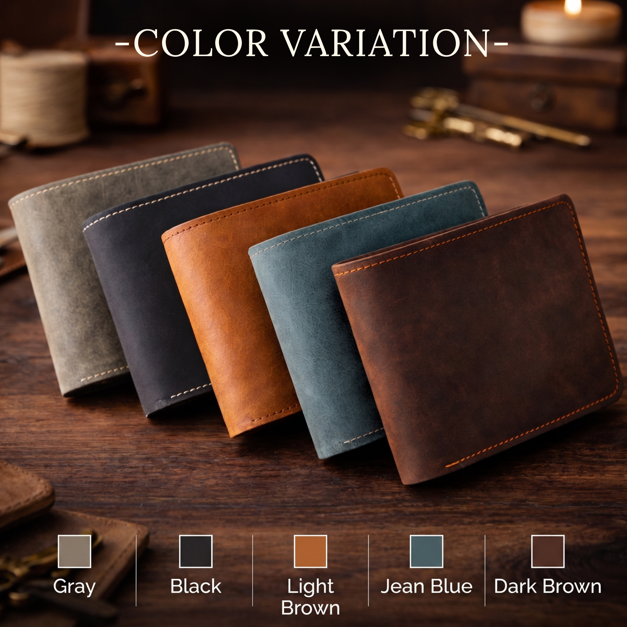Personalized Handmade Leather Wallet – Custom Engraved Wallet Gift